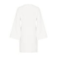 thumbnail image 4 of Blczomt White Womens Holiday Dresses 2025 Long Sleeve Dressy Casual Midi Plain Sheath Elegant Bodycon V Neck Dresses, 4 of 5