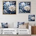 thumbnail image 4 of Designart "Seasonal Flowers In Watercolor Blues And Whites III" Flowers Floater Framed Canvas Prints, 4 of 5