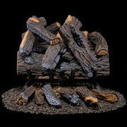 Duluth Forge Vented Natural Gas Fireplace Log Set - 18 in., 45,000 BTU, Match Light, Heartland Oak - Model# FNVL18-1