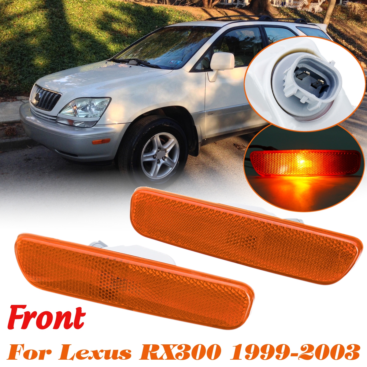 Front Left/Right Yellow Side Marker Light For Lexus RX300 19992003