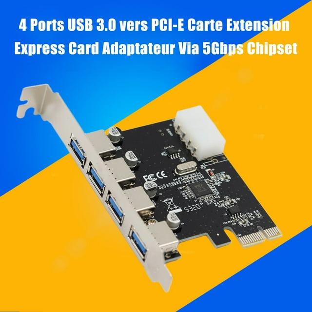 WIFKLSIIPG Quickly Expand Your Desktop’s USB Ports 4 Port USB3.0 Expansion Card PCIe to USB3.0 Adapter