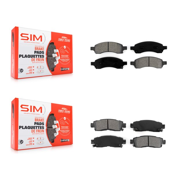 SIM Front Rear Semi-Metallic Brake Pads Kit for Car GMC Acadia Buick Enclave Chevrolet Traverse Saturn Outlook Limited KSM-100074