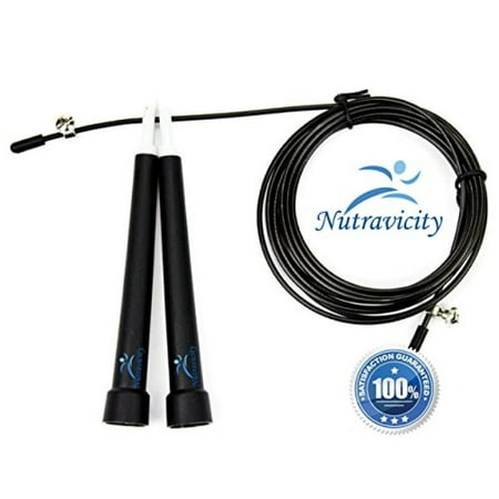 Nutravicity Jump Rope Speed Cable Adjustable Best for CrossFit Training, Boxing, MMA, Double Unders, Exercise and Fitness Plus Bonus Fitness ebook