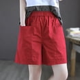 thumbnail image 2 of Oksale Shorts Décontractés Grande Taille pour Femmes, Taille Extensible, Shorts Bermuda Amples avec Poches, Confortables, Couleur Unie Classique, Randonnée, Rouge m, 2 of 6