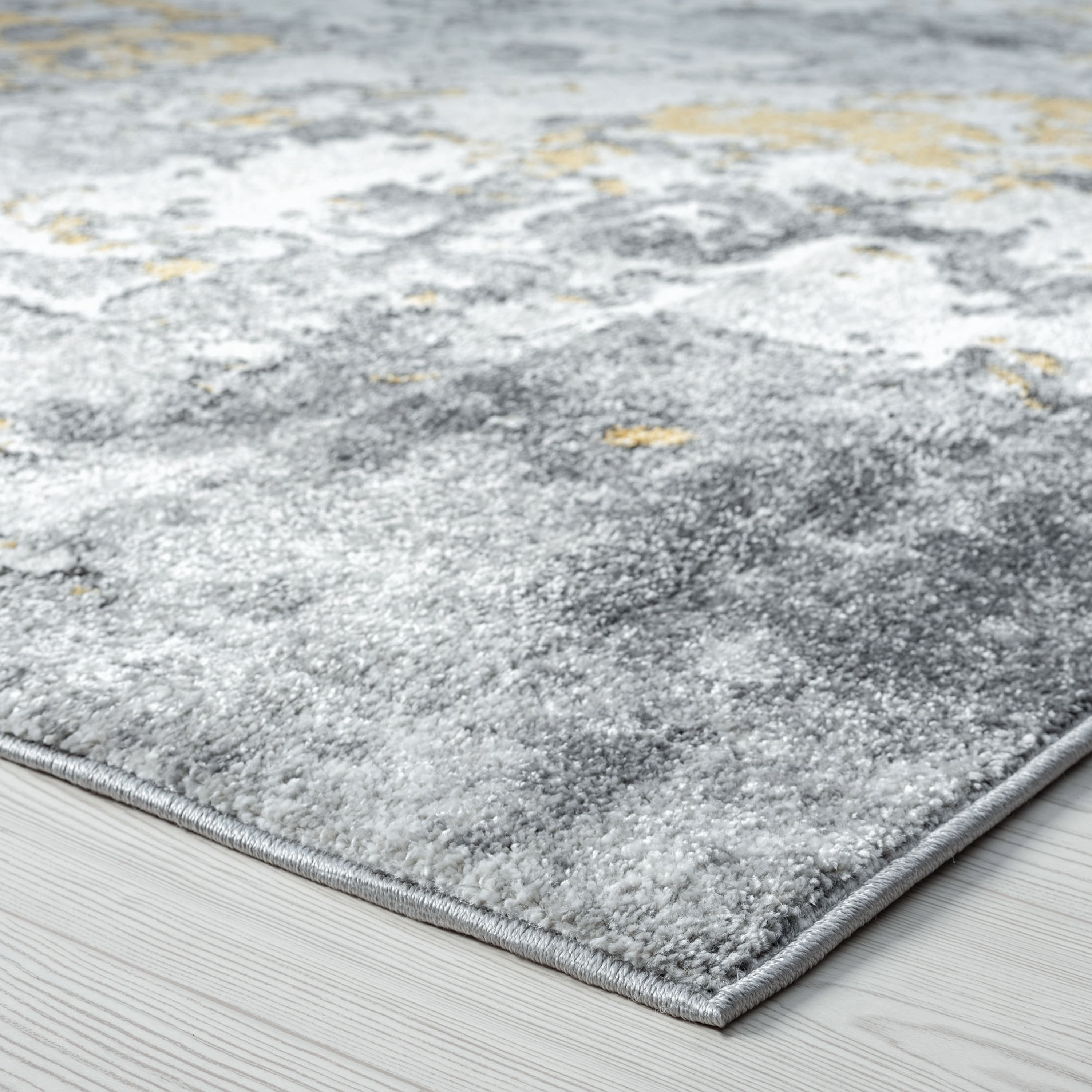 Contemporary 8x10 Area Rug (7'11'' x 10'3'') Abstract Gold, Gold Living Room Easy to Clean