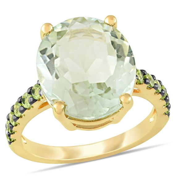 Everly Women's Quartz and Peridot Amethyst Yellow Gold Plated Ring