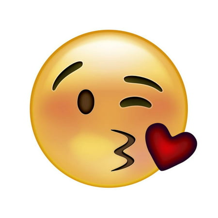 kiss heart emoji wink print smiley lynne ali wall