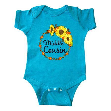 

Inktastic Middle Cousin Sunflower Wreath Gift Baby Boy or Baby Girl Bodysuit