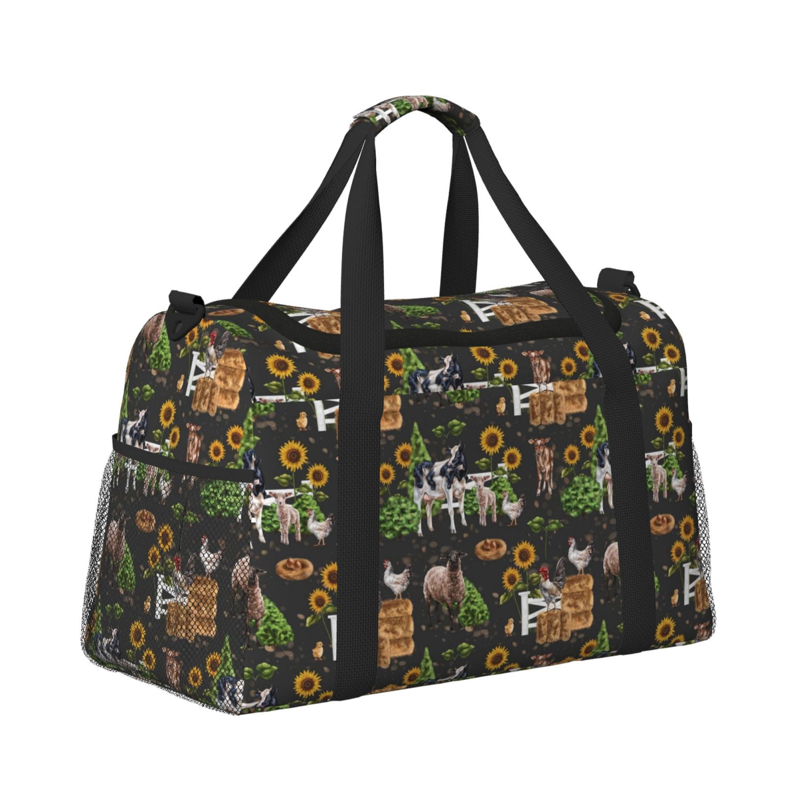 Fuzoiu Farm Animals 2 Print Travel Duffle Bag,Carry On Tote Bags,Duffel Bag,Sport Gym Bag, Hospital Bag for Labor and Delivery, Overnight Bag,Luggage Bag