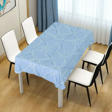 

60x60 Inch Tablecloth Polyester Square Tablecloth for Home Kitchen Dinner Decor Light Blue Geometric Pattern