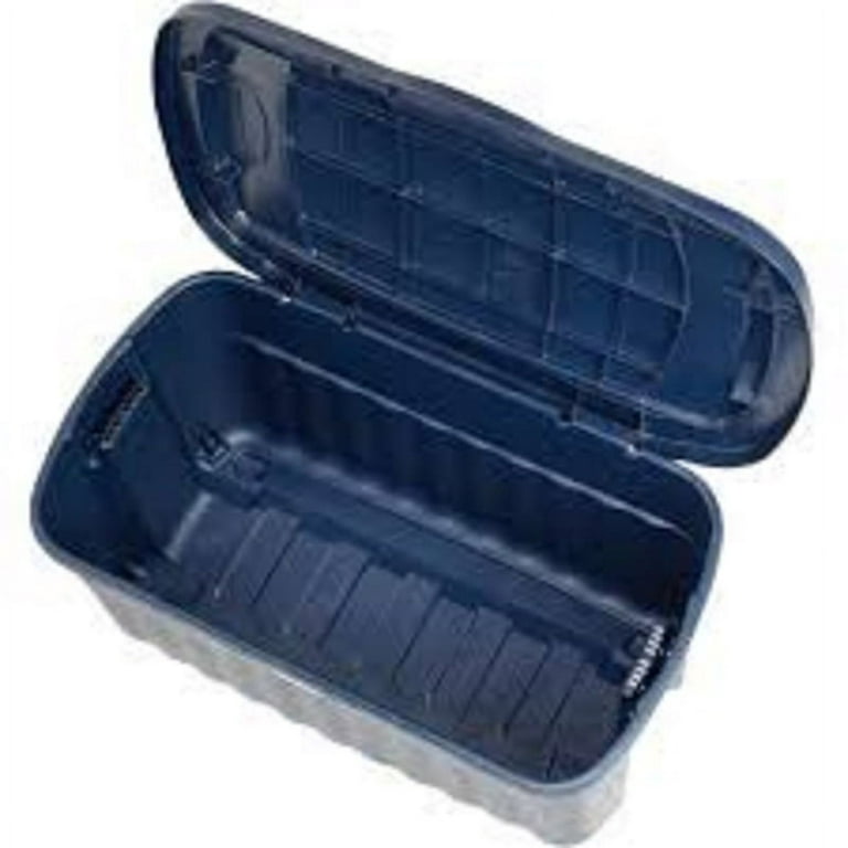  Rubbermaid Roughneck️ 40 Gallon Storage Totes, Pack of 2,  Durable Stackable Storage Containers with Hinged Lids, Nestable Plastic  Storage Bins for Tools or Moving Boxes, Dark Indigo Metallic : Tools 
