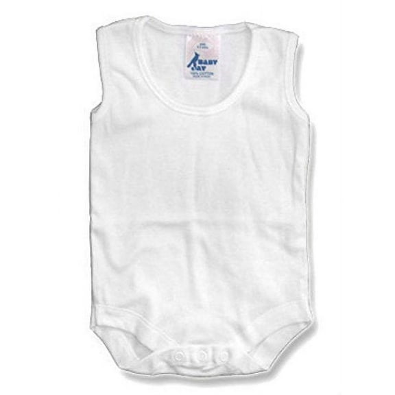 Baby Jay 100% Cotton Sleeveless Snap Crotch One-Piece Onesie Bodysuit (18-24 Months, White)