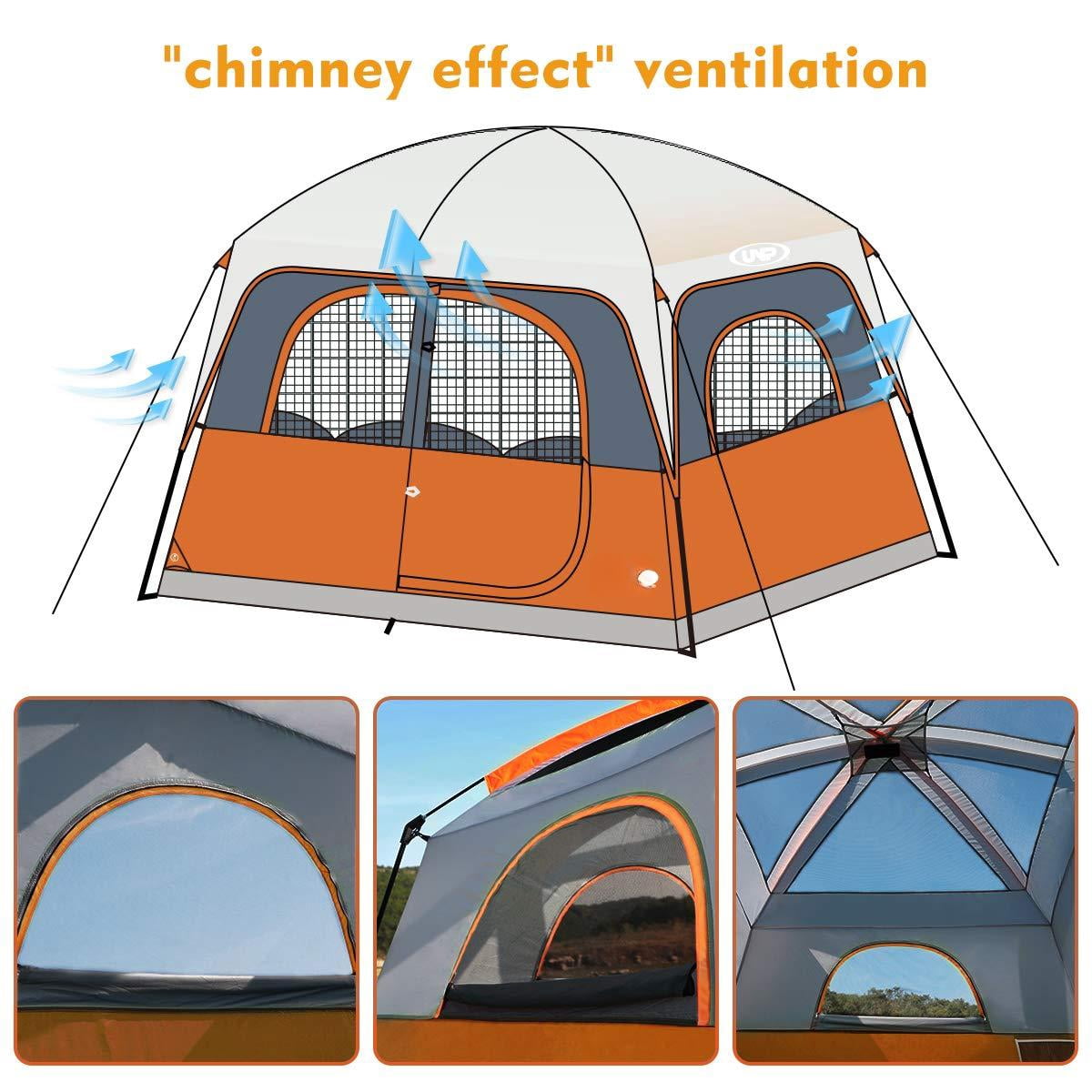 Tents 6 Person Waterproof Windproof Easy Setup Double Layer Family Camping Tent With 1 Mesh Door & 5 Large Windows -10'x9'x78in(h)