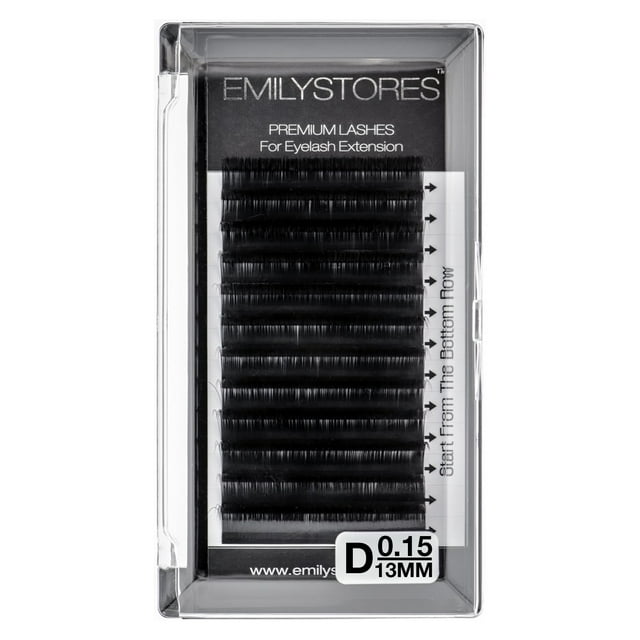 Extensiones de pestañas EMILYSTORES 0,15 mm de grosor D Longitud del rizo 13 mm Volumen Pestañas individuales para extensión de pestañas (0,15 D 13 mm)