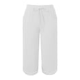 thumbnail image 5 of Jxximdong Capris Pants for Women, Lightweight Linen 3/4 Muslin Trousers with Pockets Causal Loose Elastic Comfortable Pants, White Women's Cropped Pants, 5 of 5