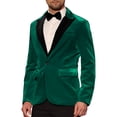 thumbnail image 4 of Chaqueta de traje de terciopelo INSPIRE CHIC para hombres, blazer de terciopelo verde con solapa en contraste para bodas y fiestas, 4 of 5