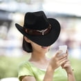 thumbnail image 4 of Chapeau de Cowboy Décontracté Costume Cosplay Soleil Femmes Hommes Preppy Protection de Chambre Chapeau Été pour Randonnée Noir, 4 of 8