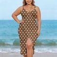 thumbnail image 5 of BiZtdJrK Swimsuit Coverup for Women Polka Dot Beach Butterfly Bathing Suit Cover Ups Oversized Spaghetti Strap Sarong Wrap Dress Boho Summer Swimwear Brown XL, 5 of 10