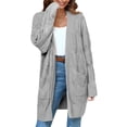 thumbnail image 3 of Plus Size Women Long Sleeve Loose Casual Cable Knit Cardigan Open Front Sweater with Pocket, 3 of 6