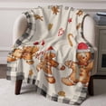 thumbnail image 6 of Vintage Christmas Gingerbread Man Throw Blankets, Beige Black Plaid Soft Fleece Blanket Decorative for Home Sofa Couch Chair Living Bedroom, 50x60 inches,, 6 of 8