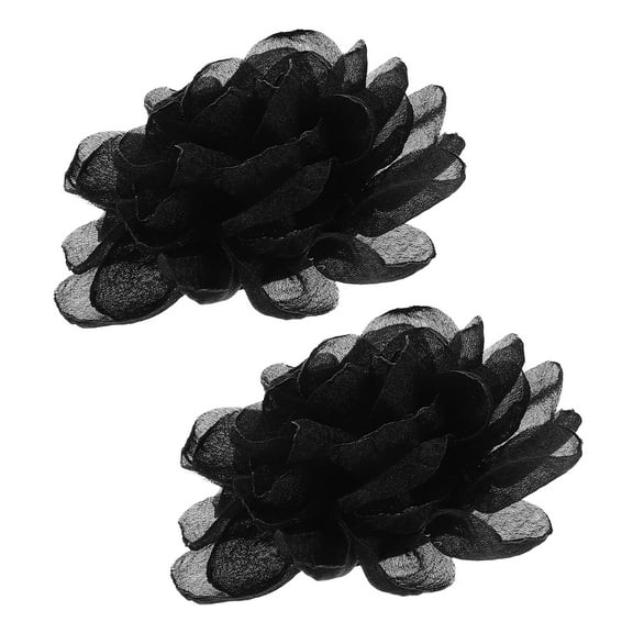 Toyvian 2Pcs Black Cloth Flower Shoe Clips Detachable Buckles for High Heels Wedding Party