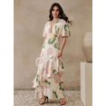 thumbnail image 5 of Floral Print Wrap Maxi Dress With Ruffle Hem In Pink, 5 of 8