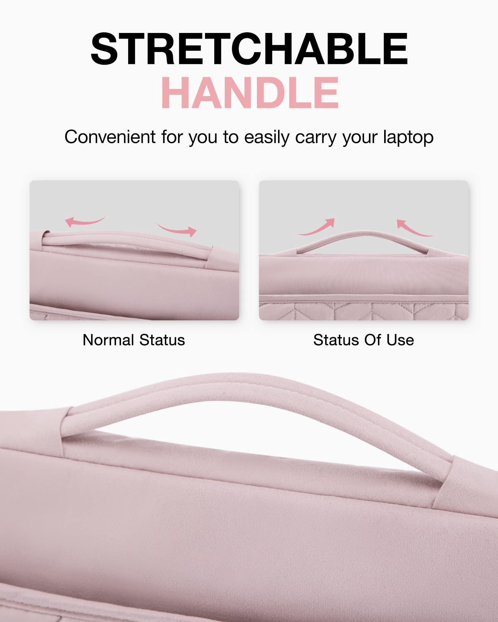 BAGSMART 15-16" Laptop Sleeve Bag Compatible with MacBook Air Pro, Puffy Padded Protective Slim Laptop Case with Accessories Bag, Pink