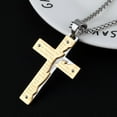 thumbnail image 6 of HZMAN Men's Stainless Steel Jesus Christ Crucifix Cross Lord's Prayer Pendant Necklace (Gold), 6 of 9