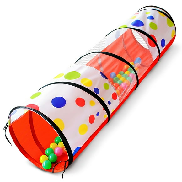 Jinsinto Toddler Play Tunnel, Pop Up Crawl Through Tunnel Play Tent, Baby Kids or Dogs with 2 Mesh Sides, Tunnel for Kids Toys or Gifts Indoor and Outdoor (Red Polka Dot Tent)