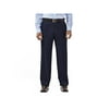 HAGGAR Mens Eclo Stria Navy Flat Front Classic Fit Non Iron Pants 33 Waist
