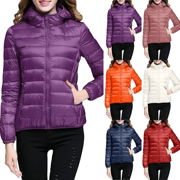 Brondbend Womens Winter Coats with Hood Jackets for Women Long Sleeved Zipper Coat with Pocket Solid Color Pocket Thick Jacket Fall Comfortable Party Work Warm Outerwear,Navy