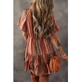 thumbnail image 2 of Women's Red Bohemian Floral Print V Neck Ruffle Tiered Dress with Button Detail | [ZhiHiMeRi] | (US 12-14)L, 2 of 12