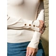 thumbnail image 5 of Doublju Women's Round Neck Long Sleeve Soft Knit Pullover Sweater with Sleeve Buttons, 5 of 5