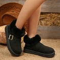 thumbnail image 4 of Womens Winter Snow Boots 2025 Fashion Buckle Cozy Warm Fuzzy Fleece Lining Suede Platform Mid Calf Ankle Booties for Cold Weather Black Size 8, 4 of 8