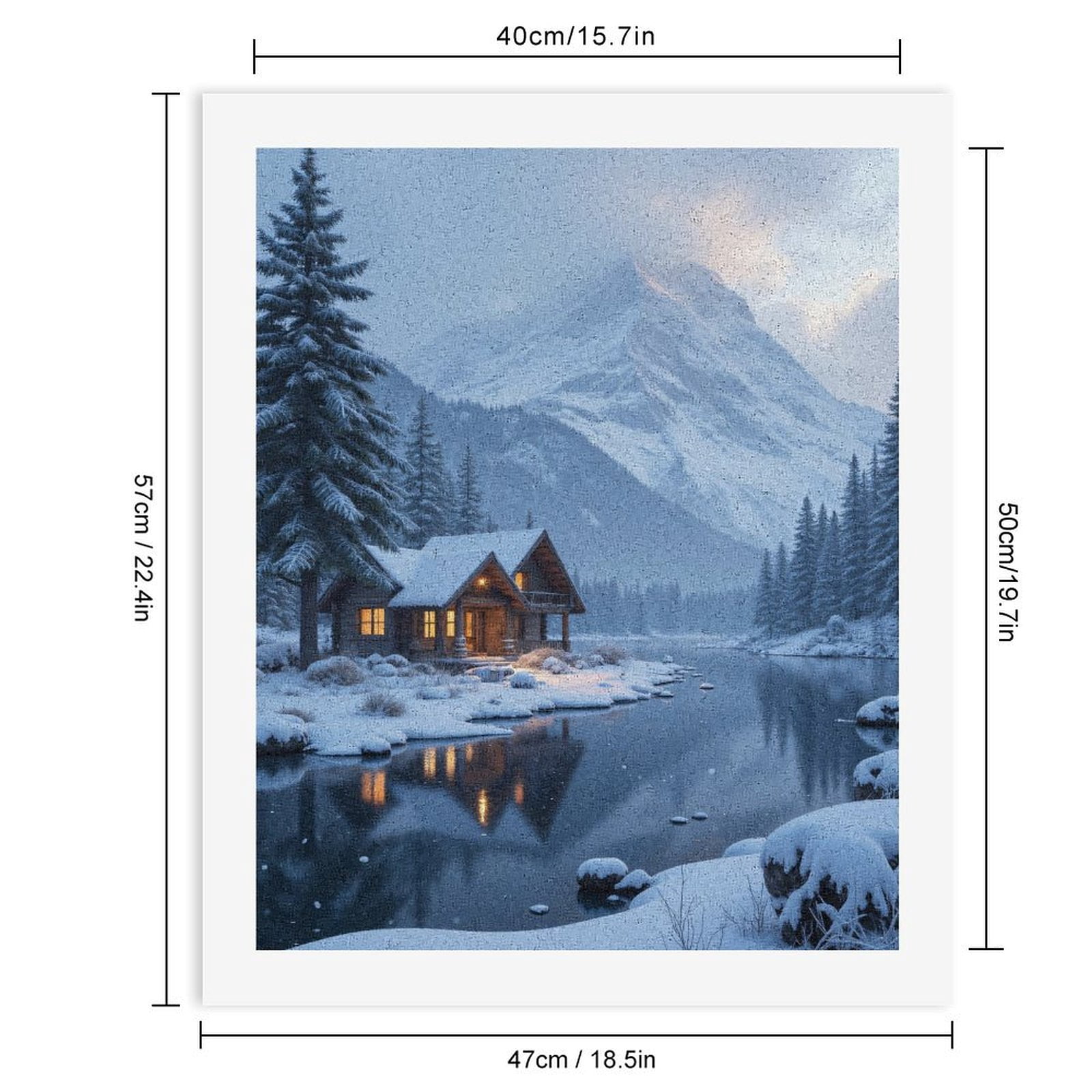 Paint by Numbers Kit for Adults, Winter Cabin Tranquil Mountain Reflection Paint by Numbers, Easy Paint by Numbers Kit for Adults Beginner, DIY Adult Paint by Number Kits on Canvas, Home Decor