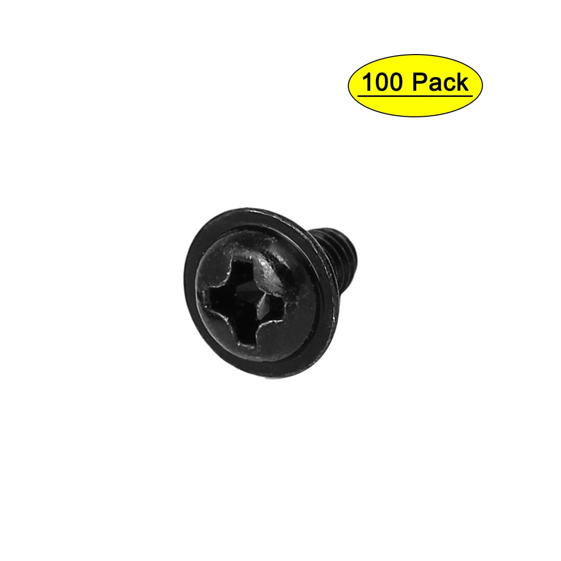 Computer PC Case Washer Motherboard Screw Black PWM3 x 5mm 100pcs