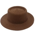 thumbnail image 3 of French Style Straw Hat, Solid Color Dome Top Boater Hat for Women and Men, Unisex Casual Summer Hat for Daily Fashion Wear and Outdoor Coffee, 3 of 4