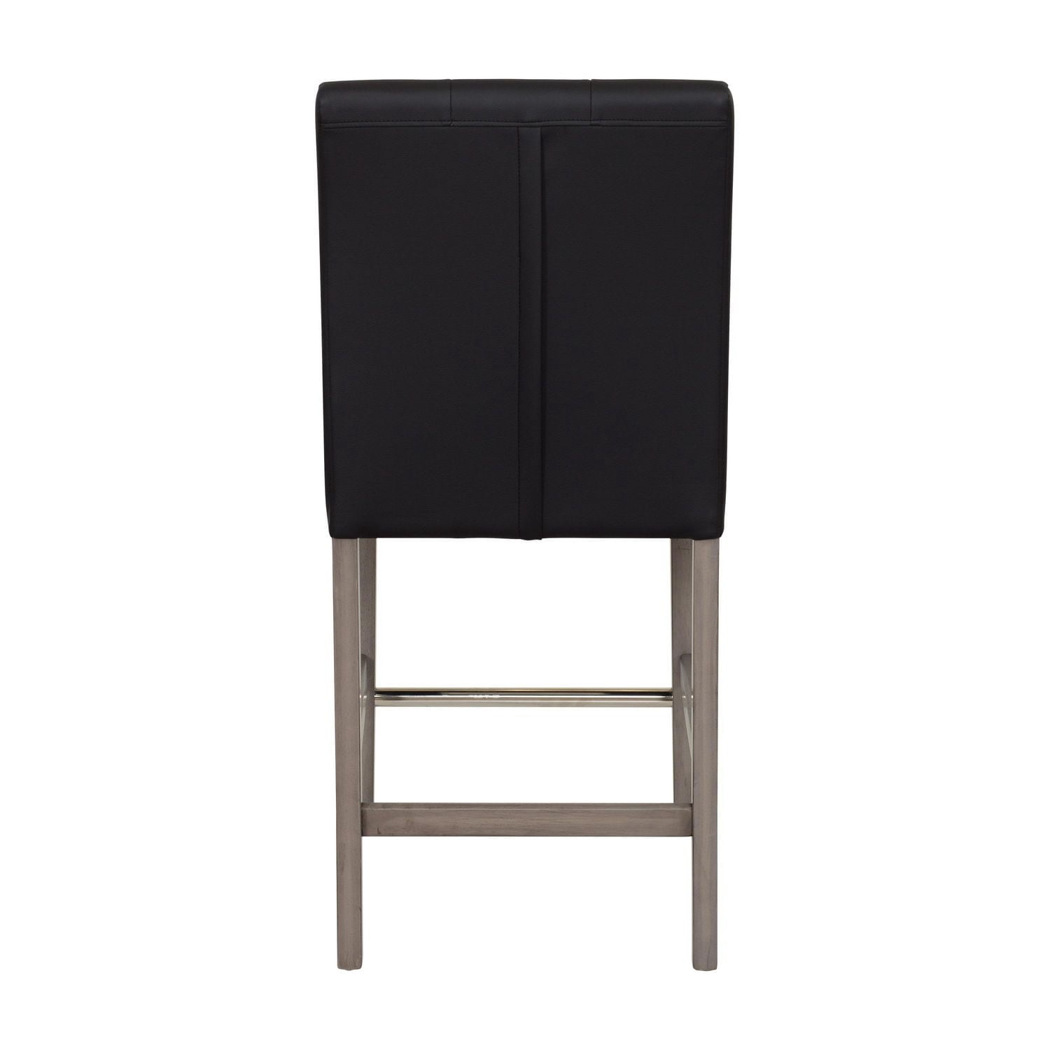 CorLiving Leila Faux Leather Upholstered Indoor Counter Height Bar Stool with High Back, Black