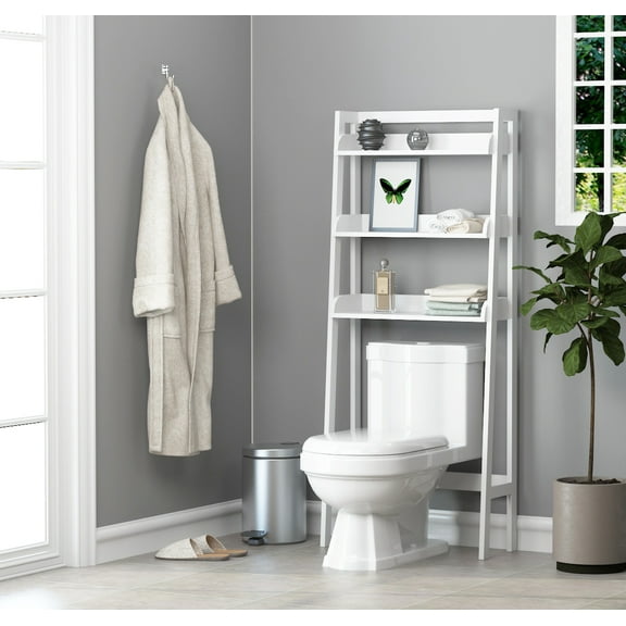 UTEX 3-Shelf Bathroom Organizer Over The Toilet, Bathroom Space saver, Bathroom Shelf, White Finish