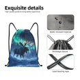 thumbnail image 5 of Drawstring Backpack Sports Gym Bag for Women Men, Aurora Mystical Winter Moose A Water Resistant Drawstring Bags for Sports, Gym, Travel, Swimming, Beach, 5 of 8