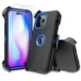 thumbnail image 1 of NIFFPD iPhone 14 Pro Max Case with Screen Protector + Belt-Clip Holster, Heavy Duty Hard Shockproof Phone Case for iPhone 14 Pro Max 6.7" Black+Dark Blue, 1 of 4