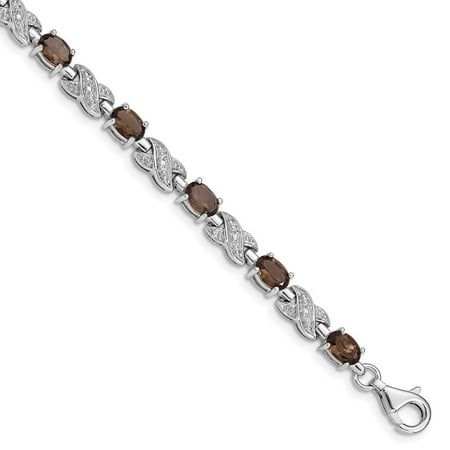 - 925 Sterling Silver Rhodium plated Smoky Quartz Bracelet
