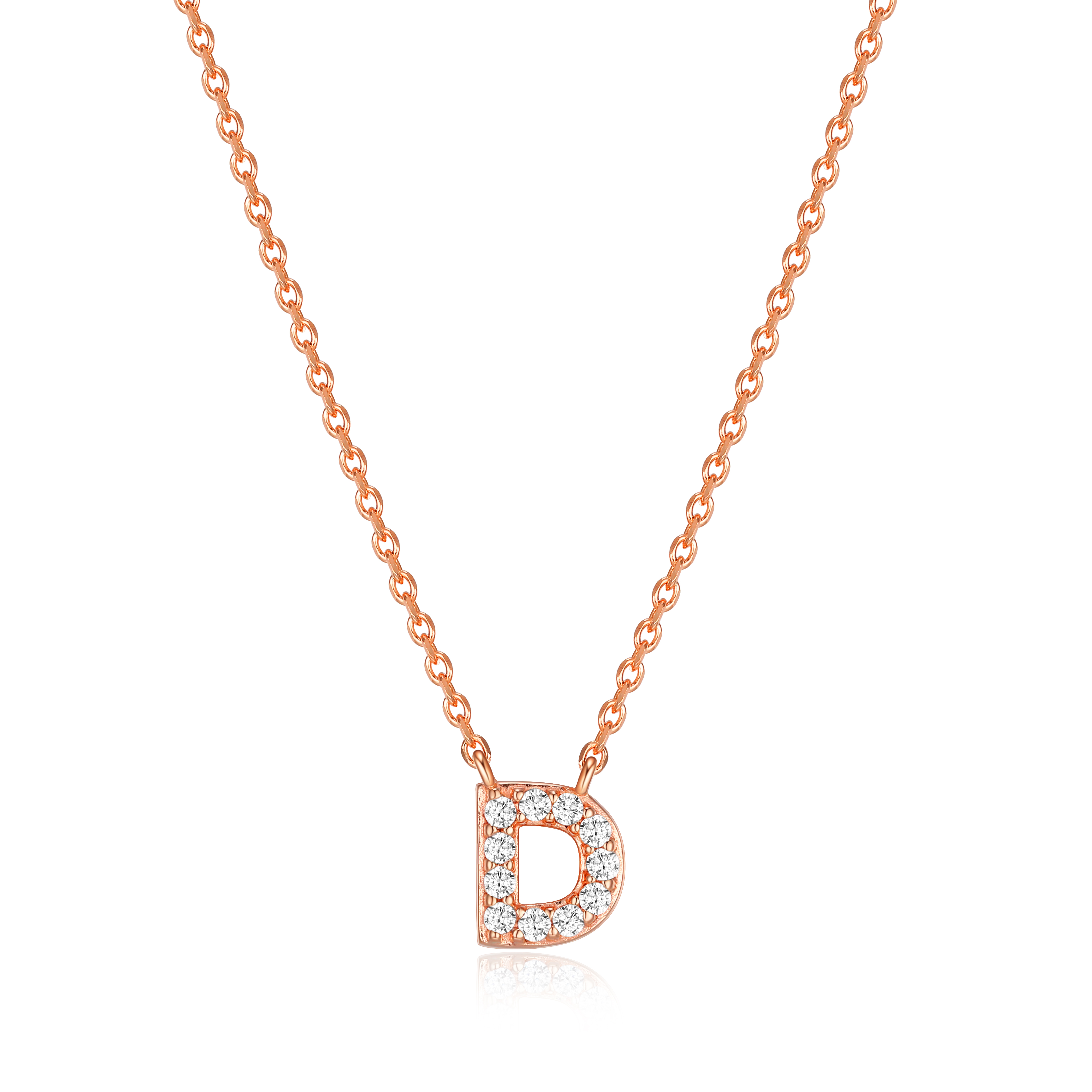 Forever Facets "D" CZ Necklace in Rose Gold over Sterling Silver, Adult Female
