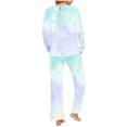 thumbnail image 2 of yievot Lounge Sets for Women Long Sleeve Top with Pants Gradient Printed Loungewear Sleepwear Pajamas Two Piece Outfits for Women, 2 of 5