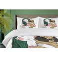 thumbnail image 4 of Pug Duvet Cover Sets, Dog with Girl Loving Your Pets Bonding with the Animals, Bedding Set with 2 Duvet Covers & 4 Pillowcases, 2 Pack Cal King Size, Forest Green Pale Brown, by Ambesonne, 4 of 7