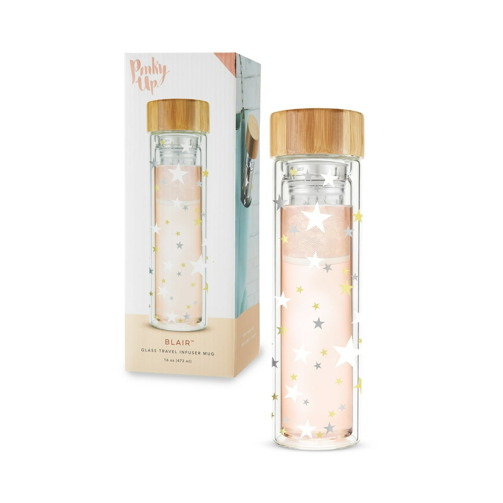 Pinky Up Blair Travel Infuser Mug, DoubleWalled Glass, Stainless Steel