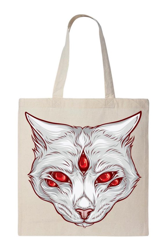 Realistic Cat Monster Tote Bag - Image by Shutterstock, One Size Cotton Canvas Tote Bag
