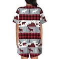 thumbnail image 3 of Bixox Women's Buffalo Plaid Forest Printed Pajama Set 2 Piece Lounge Set Top and Shorts Soft Pajamas, Shorts with Pockets, 3 of 7