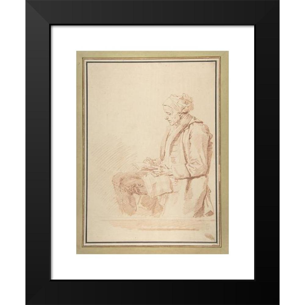 Jean-Honoré Fragonard 11x14 Black Modern Framed Museum Art Print Titled - Seated Man Reading (1774)