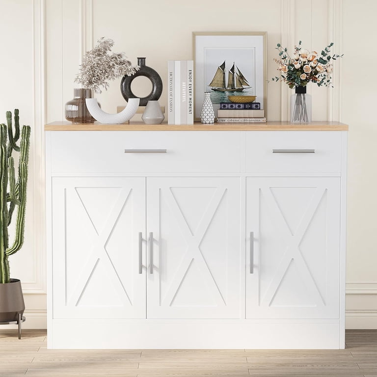 Modern Farmhouse Sideboard Buffet Cabinet with Storage with 3 Doors,42